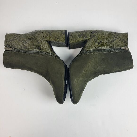 Journee Collection Faux Suede Zipper Ankle Booties Olive Green Women's Size 7 - Picture 7 of 10